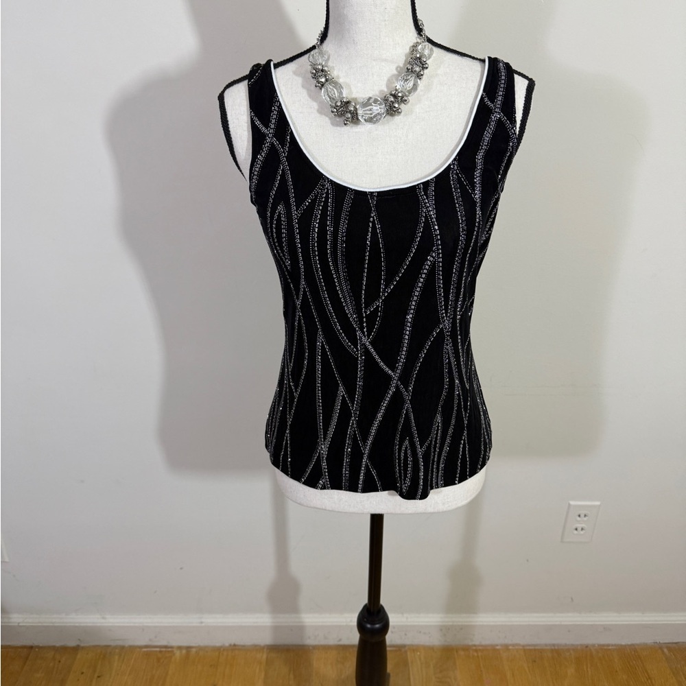 Elegant Black and Silver Women's Top size med by Alex Evenings